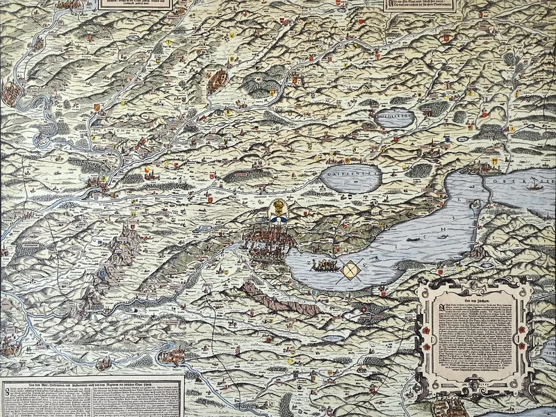 1530-Jos Murer - Mappa della zona di Zurigo 1566